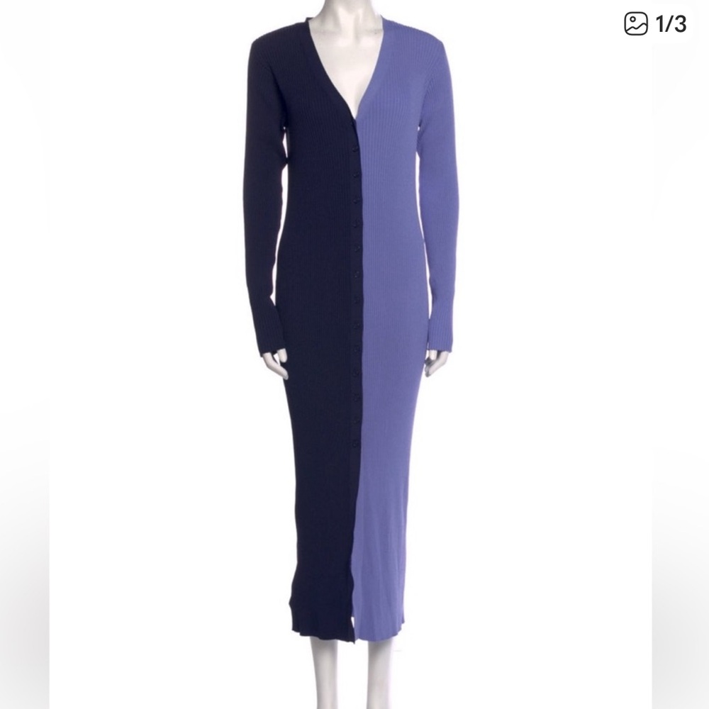 STAUD Two-Tone Colorblock Sweater Dress